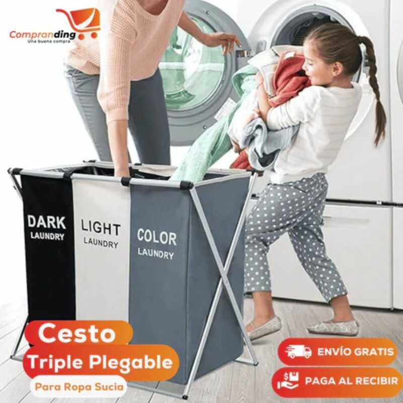 Cesto Triple Plegable Para Ropa Sucia